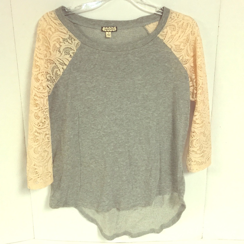 Lace arms grey sweatshirt